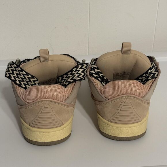 Lanvin Curb Shoes Mens Size 40 Beige Pink Low Top Leather Suede Made in Italy - Picture 3 of 16